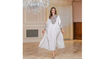 Embroidered Rhinestones Evening Robe Dubai Abaya Turkish Fashion Muslim Women's Ramadan Jalabiya Middle East Islamic Eid Dress1