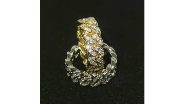 Iced Out Cubic Zirconia Cuban Ring Men Women Gold Plated Miami Cuban Link Chain Ring CZ Diamonds Finger Ring1