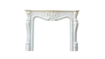 Antique-Style Ornate Fireplace Mantel with Floral Motif
