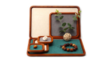Hanhong wholesale custom velvet jewelry packaging solid wood luxury ring necklace bracelet jewelry display tray1