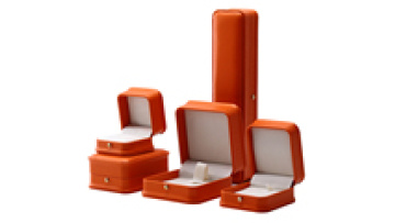 Hanhong 2023 luxury ring jewelry box packaging wholesale custom logo necklace ornaments orange leather jewelry box1