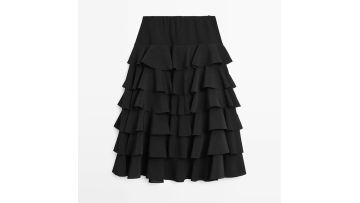 Women's ruffled mid length skirt