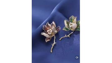 Painted begonia brooch