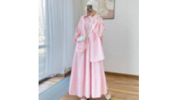 2026 New Malaysian Muslim Women's Casual Loose Striped Shirt + Full Skirt Fashion 2 Piece Set Fashion Dress1