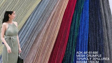 Good price comfortable pleated 100% polyester crushed crinkled pleated fabrics for dresses1