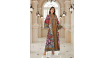 Vibrant Floral Ethnic Style Middle East Muslim Elegant Ramadan Dress Dubai Women Abaya Arab Islamic Eid Jalabiya with Rhinestone1