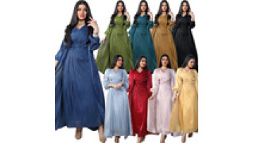 Abaya Frauen Muslimisches Kleid Solid Long Sleeve Pleated Modern Girls Abaya Elegant 2 Piece Dubai Abaya Set Soft Satin Kimono1