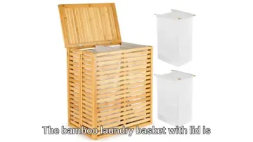 Freestanding Bamboo Laundry Basket with Lid1