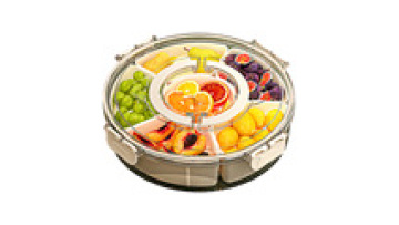 6-Compartment Clear Plastic Serving Tray: Ideal for Household Food, Snacks, Candies with Vacuum Seal Divided Container, Lid, and Handle1
