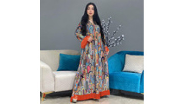 Fashion Womens Casual Elegant Tassels Loose Long Sleeve V-Neck Loose Dress Muslim Women Abaya1