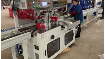 The ecomomic side sealer FL-5545TBC & customized tunnel  working with the customized conveyors  being applied to pack long tubes with POF film or PE film.