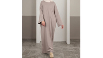 UNI Women's Dresses Elegant Long-Sleeve Polyester Abaya Dress New Modest Dresses with Side Pockets Size XS for Muslims Abaya1