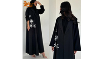 2025 Summer New Muslin Open Abaya Modest Suit Collar Embroidered Abaya Coat Women's Long Robe Dubai Cardigan1