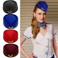 2019 Hot Sale Wool Felt Pillbox Air Hostesses Beret Hat Base Cap Airline Stewardess Sexy Formal Uniform Hat Caps Accessory