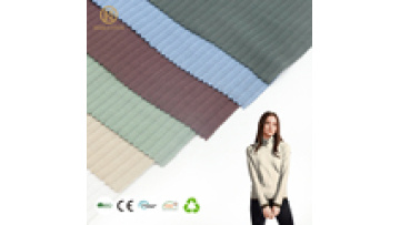 Knit Fabric OEM Factory 67.2%Polyester 28.8%Rayon 4%Spandex Plain Dyed Rib Fabric for Dress Blouse Shirt Garment1