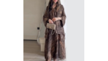 2025 New Muslim Women's Open Abaya Arab Printing Robe Middle East Long Sleeve Cardigan Outer Robe with Hijab Eid Dress1