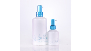 Opal white glass dropper bottle with blue cap 