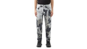 Mens Designer Custom Straight Grey All Over Print Ripped Skinny Jeans Denim Pants Men1