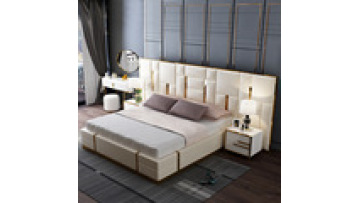 Bedroom furniture leather king size master bed room luxury royal leather large headboard bedroom for sale1