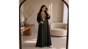 New Collection Two Piece Set with Inner Dress Abaya Set Luxury Premium Embroidery Open Abaya Modest Women Set Islamic Clothing1
