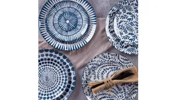 Best Selling High Quality Wholesale Durable Sustainable Customized Natural Plant Indigo Printing China Ceramic Dinnerware Porcelain Tableware Dinner Set1