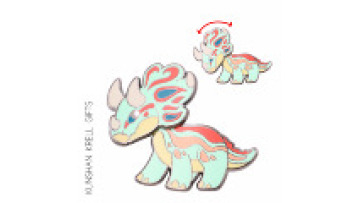 Kunshan Krell Fashionable and Cute Green Triangle Dinosaur Head Can Shake Metal Pin Wholesale Customization1