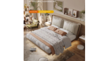 Maxky Light Luxury Furniture Bedroom Double Bed Modern Minimalist Leather Suspension Bed New Soft French Bed1