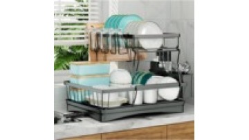 Double-Layer Stainless Steel Sustainable Multifunction Dish Rack Storage Wine Glasses Chopsticks Knife Fork Boxed Kitchen Rack1