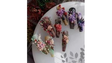 Floral Nail Art, High-Quality Preserved Flower Design