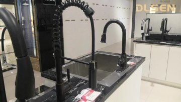 Amazon Good Selling SUS304 Kitchen Spring Faucets with Pull Down 3 Function  Sprayer Cheap Kitchen Taps Black Tap for RV Utility1