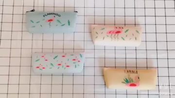 Custom flamingo style silicone pencil case