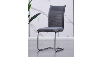 dining chair with good velvet fabric and silver leg