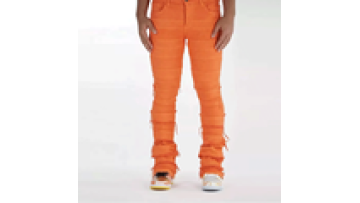 Wholesale Custom Men's Pants Flared Mens Denim Ripped Yellow Dye Jeans Stacked Fit Trousers Men Jeans1