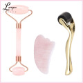 Natural Rose Quartz Roller Facial Massager Jade Roller Slimming Jade Scraper Skin Roller 0.3mm Three-Piece Massager Roller Face