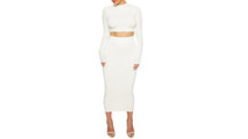 New design Round Neck Long sleeve Fashion Boutique Two Pieces Set Women Summer Clothing1