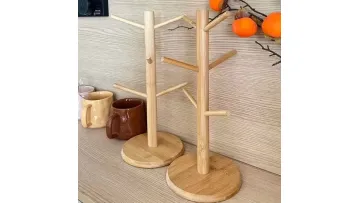 Natural Bamboo Storage Rack for Cups Keys Kitchen Organizer1