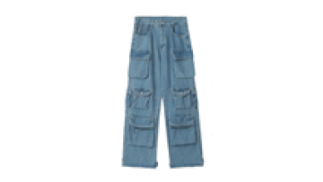 Custom Mens Wide Leg High Waist Flap Pocket Cargo Loose Fit Jeans for Men1