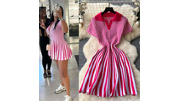 Elegant Pleated Midi Dress for Women Empire 3D Ruffled Lace Vestidos Long Dress1