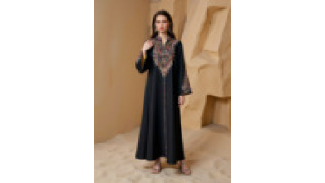Fancy Dubai Embroidered Ramadan Jalabiya Sequined Loose Abaya Turkish Robe with Flared Sleeves1