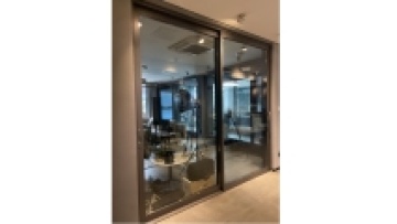 xierke heavy duty powder coating Automatic Double Tempered Glass Aluminum Sliding Glass Door1