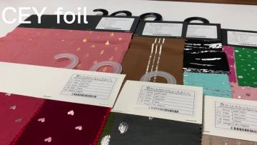 Good Quality Customized Heart Pattern 100% Polyester CEY Foil Clothing Fabric for Garments1