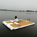 Drop stitch 3x2m water floating mat inflatable raft teak leisure platform jet ski dock with stainless ladder