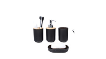 Modern 4pcs Black Marble Bathroom Accessories Set Decorative Container Set for Bathrooms1