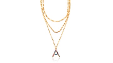 Women gold plated costume jewellery multi layer coloful diamond initial necklace1