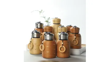 Stainless Steel Insulated Cup with Bamboo Woven Shell, Portable Water Bottle1