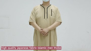 Muslim new Moroccan short-sleeved robe muslim men clothing thobe qamis for men kurti galabia1