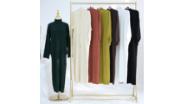 UNI 2025 New Maxi Dress With Tie Waist Fall Winter Modest Dresses Thin Knitted Sweater Dress Loose Kaftan Abaya Muslim Robe1