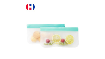HOZ 2PC Reusable PEVA fresh keeping bag food bag zip lock fruit storage vegetable cold storage frosted self sealing bag1