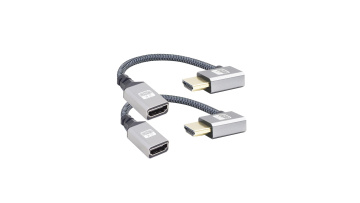 90 Degree Left Angle UHD 4K HDMI Female to HDMI Male Braided Cable