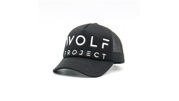 Black Foam Mesh Hat with Embroidered